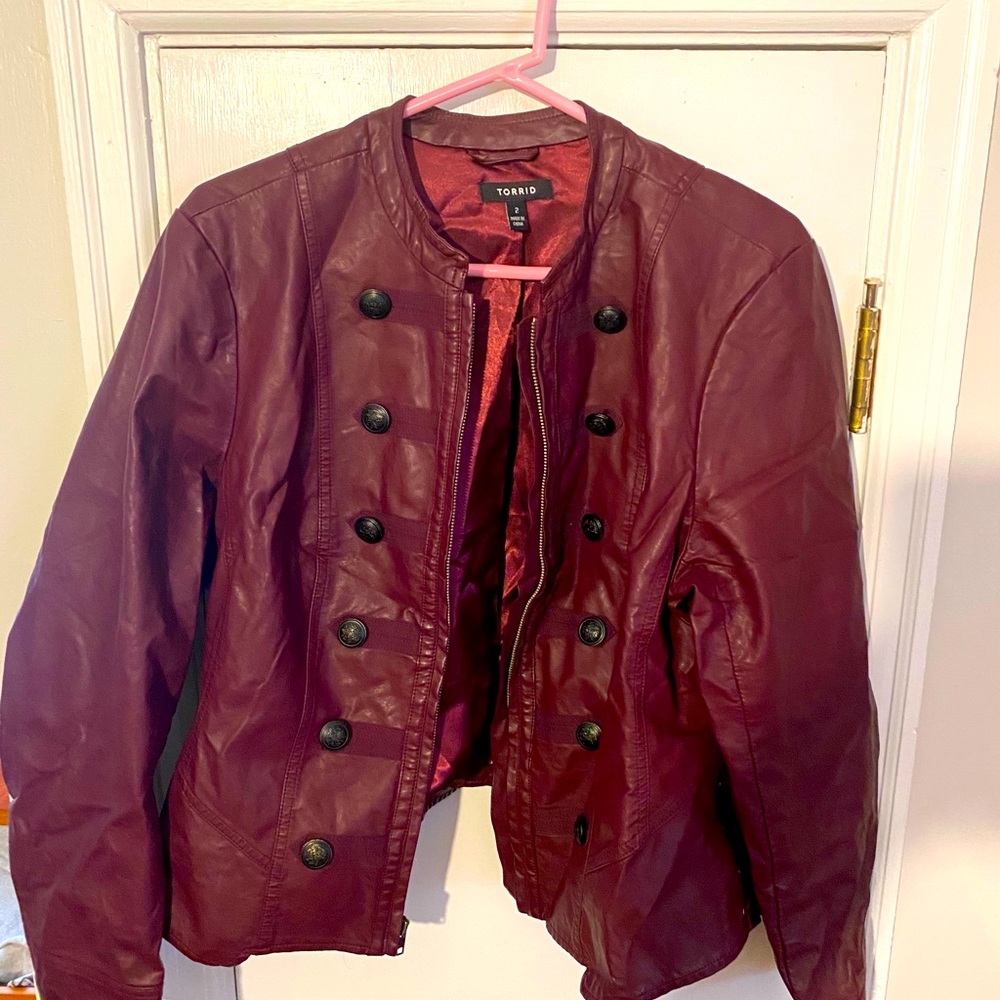 Torrid maroon military-style jacket